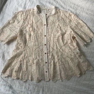 Anthropology Floreat Cream Lace Blouse